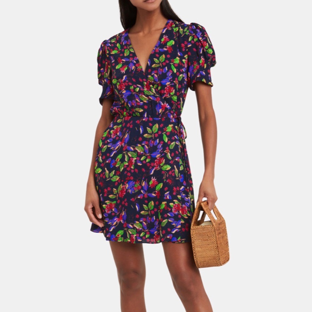 Saloni Floral Print Wrap Dress
